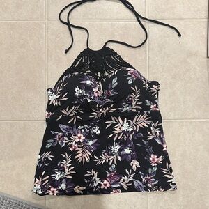 Ambrielle Black and Purple Floral Swim Camisole